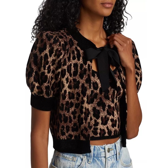 Alice + Olivia Leopard Print Cardigan - Black and Brown - Picture 4 of 13